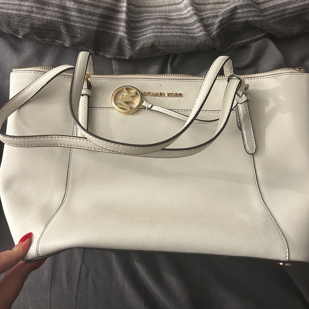 Michael Kors White Leather Tote Bag